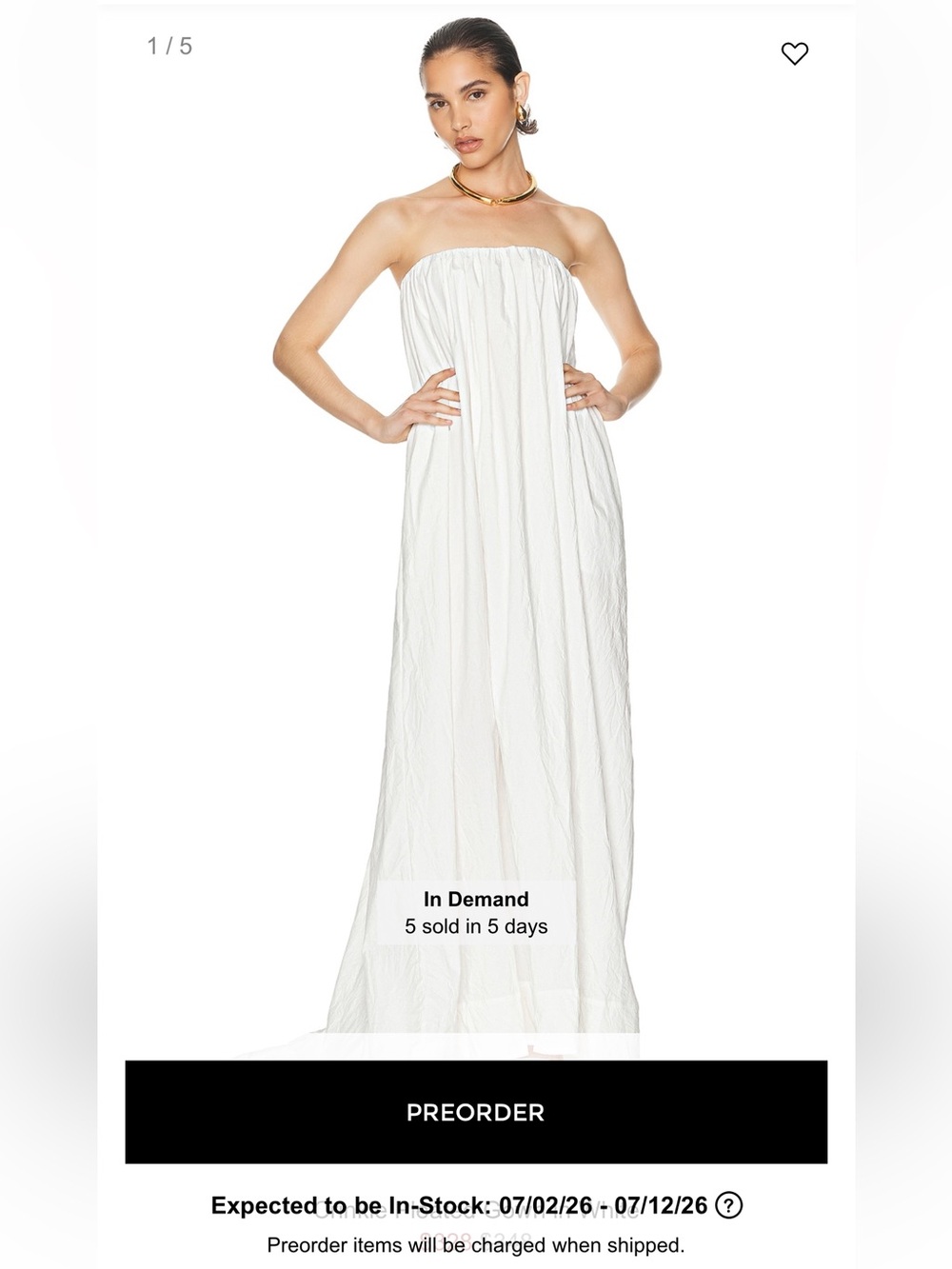 HELSA
Crinkle Pleated Gown in White
